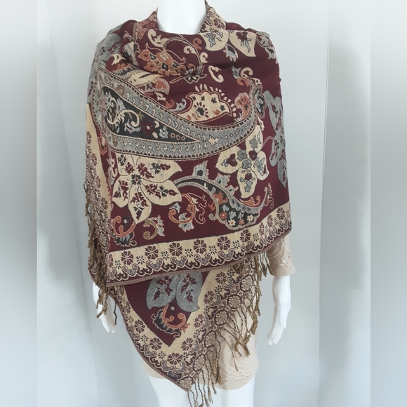 NWOT NEPAL GENUINE 100% PASHMINA (CASHMERE) REVERISBLE WRAP - Picture 3 of 10